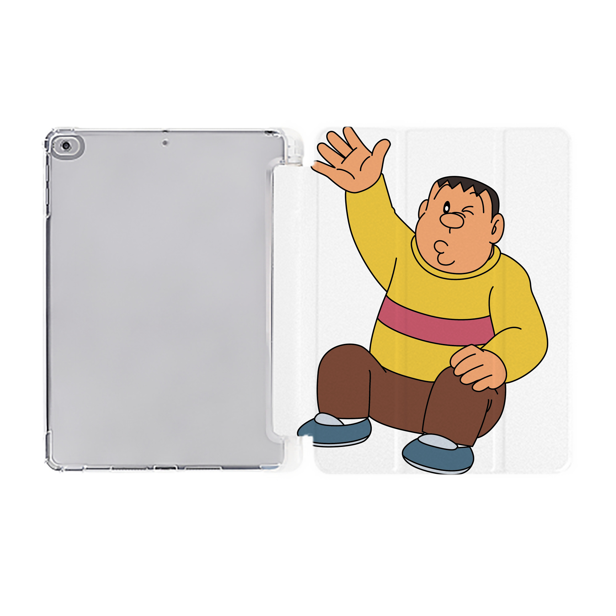 （画像用） ドラえもん 剛田武 Doraemon Gouta Takeshi IPad ケース ペン収納付き 三つ折りスタンド PUレザー×シリコン 対応機種9.5/10.5/10.9インチ